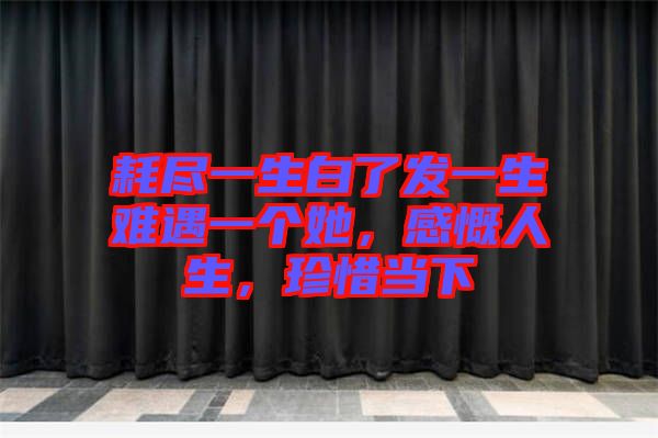 耗盡一生白了發(fā)一生難遇一個她，感慨人生，珍惜當下