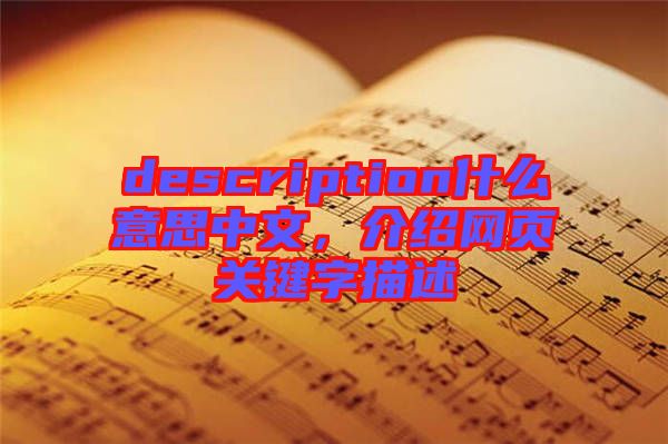 description什么意思中文，介紹網(wǎng)頁關(guān)鍵字描述