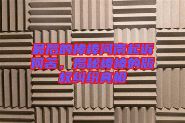 最后的棒棒河南起訴何苦，揭秘棒棒的版權(quán)糾紛真相