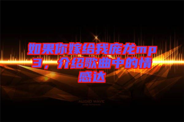 如果你嫁給我龐龍mp3，介紹歌曲中的情感達(dá)