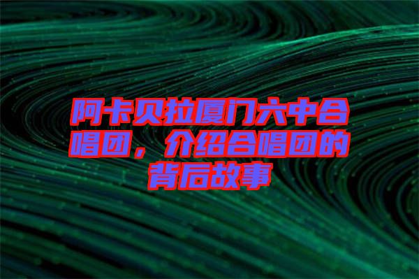 阿卡貝拉廈門(mén)六中合唱團(tuán)，介紹合唱團(tuán)的背后故事