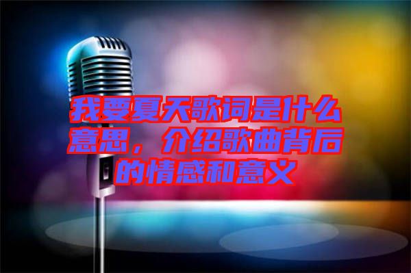 我要夏天歌詞是什么意思，介紹歌曲背后的情感和意義