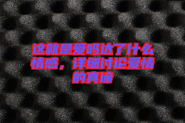 這就是愛嗎達(dá)了什么情感，詳細(xì)討論愛情的真諦