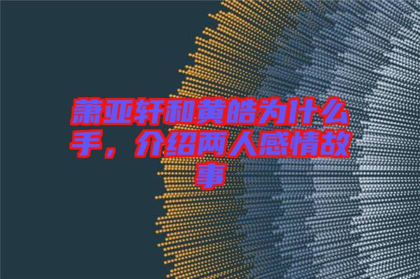 蕭亞軒和黃皓為什么手，介紹兩人感情故事