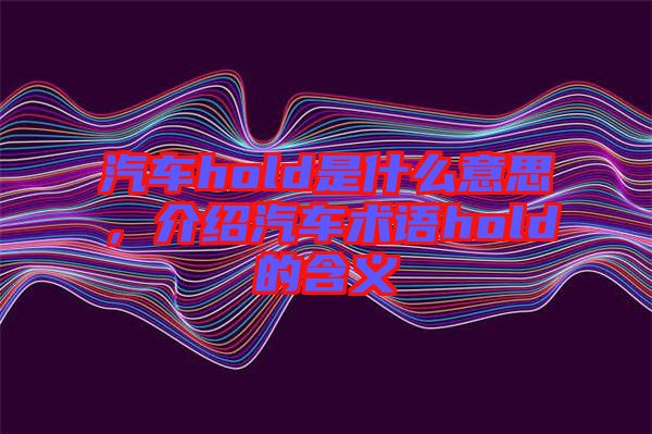 汽車hold是什么意思，介紹汽車術(shù)語hold的含義