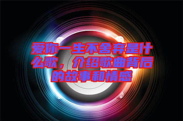 愛你一生不舍棄是什么歌，介紹歌曲背后的故事和情感