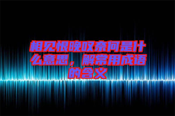 相見恨晚嘆奈何是什么意思，解常用成語的含義