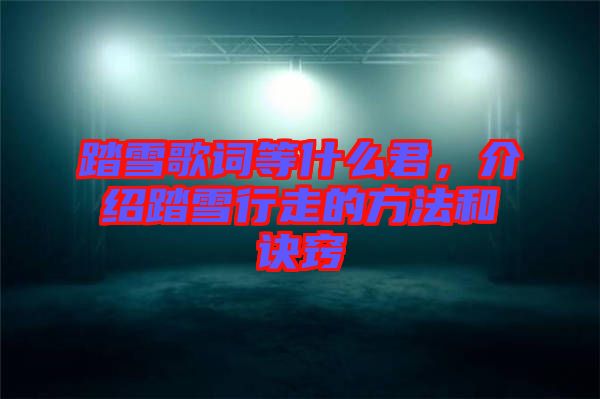 踏雪歌詞等什么君，介紹踏雪行走的方法和訣竅