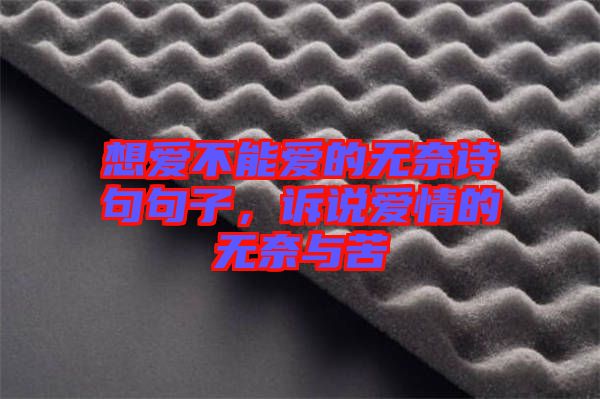 想愛(ài)不能愛(ài)的無(wú)奈詩(shī)句句子，訴說(shuō)愛(ài)情的無(wú)奈與苦