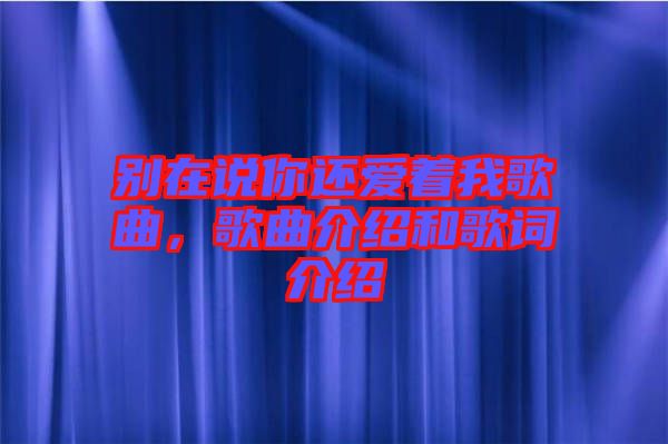 別在說你還愛著我歌曲，歌曲介紹和歌詞介紹