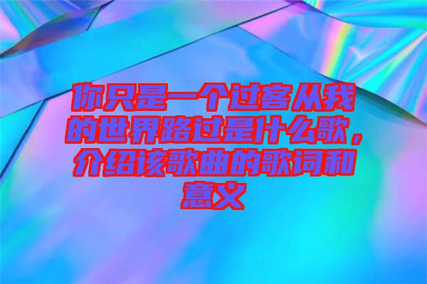 你只是一個過客從我的世界路過是什么歌，介紹該歌曲的歌詞和意義