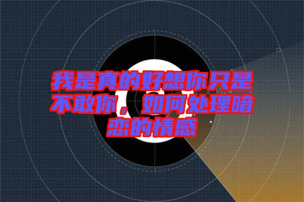 我是真的好想你只是不敢你，如何處理暗戀的情感