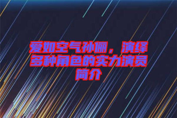 愛如空氣孫儷，演繹多種角色的實(shí)力演員簡介