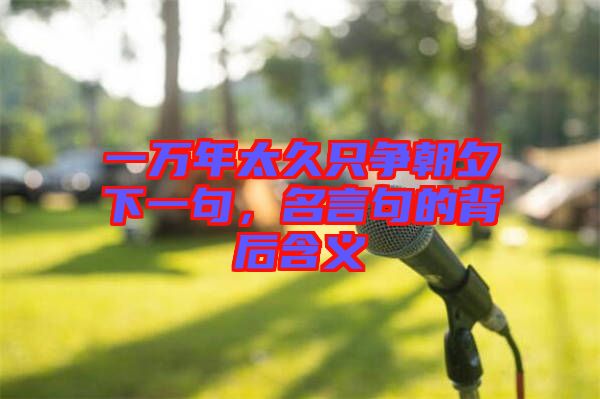 一萬年太久只爭朝夕下一句，名言句的背后含義