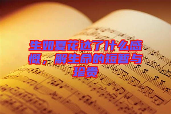 生如夏花達(dá)了什么感慨，解生命的短暫與珍貴