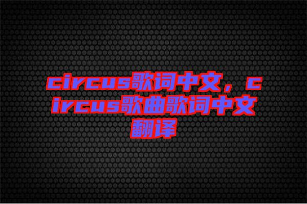circus歌詞中文，circus歌曲歌詞中文翻譯