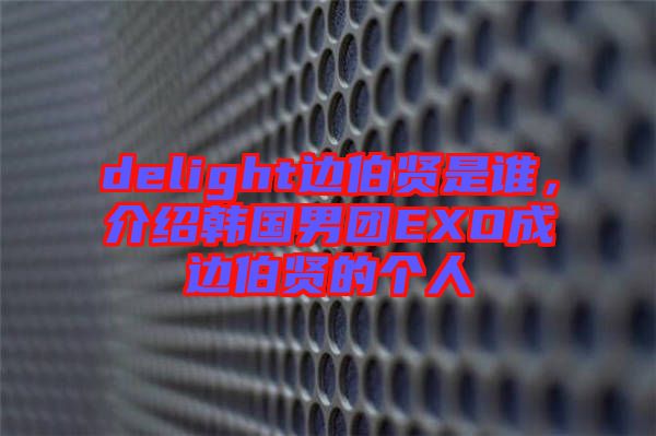 delight邊伯賢是誰，介紹韓國男團EXO成邊伯賢的個人
