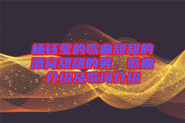 楊鈺瑩的歌曲甜甜的酒窩甜甜的笑，歌曲介紹及歌詞介紹