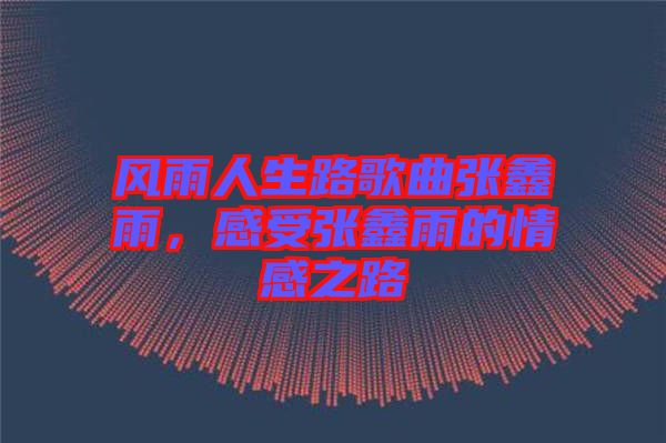 風(fēng)雨人生路歌曲張?chǎng)斡?，感受張?chǎng)斡甑那楦兄? width=