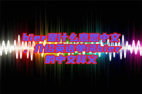 bier是什么意思中文，介紹英語單詞bier的中文釋義