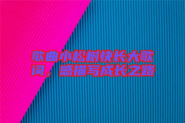 歌曲小松樹快長大歌詞，感描寫成長之路