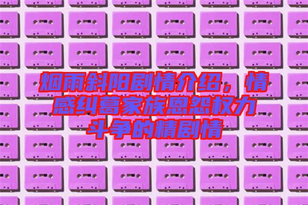 煙雨斜陽(yáng)劇情介紹，情感糾葛家族恩怨權(quán)力斗爭(zhēng)的精劇情