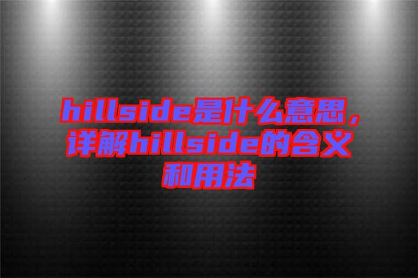 hillside是什么意思，詳解hillside的含義和用法