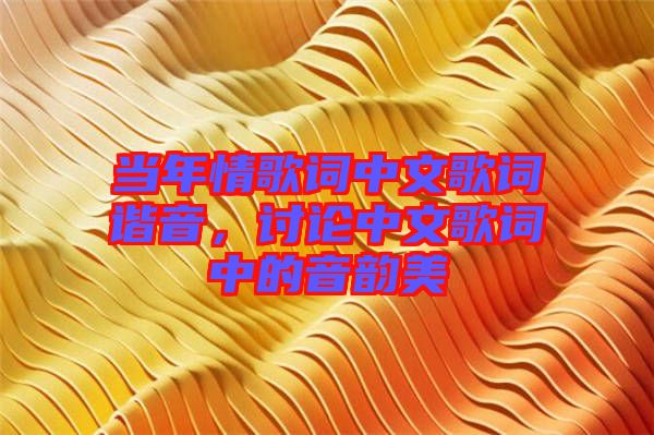 當(dāng)年情歌詞中文歌詞諧音，討論中文歌詞中的音韻美