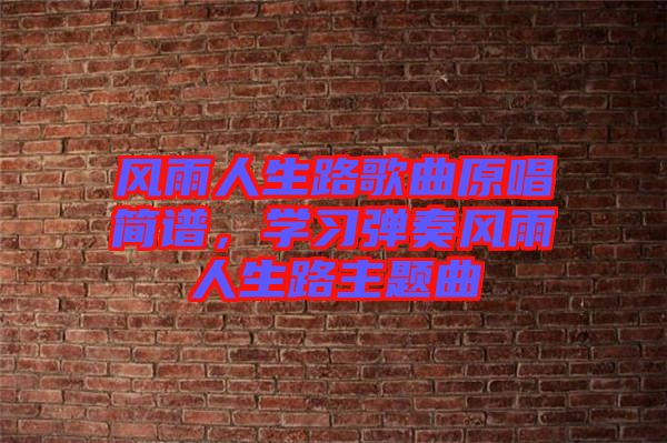 風(fēng)雨人生路歌曲原唱簡(jiǎn)譜，學(xué)習(xí)彈奏風(fēng)雨人生路主題曲