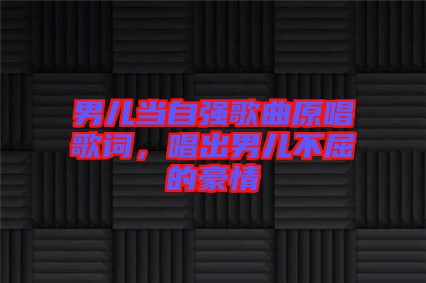 男兒當(dāng)自強(qiáng)歌曲原唱歌詞，唱出男兒不屈的豪情