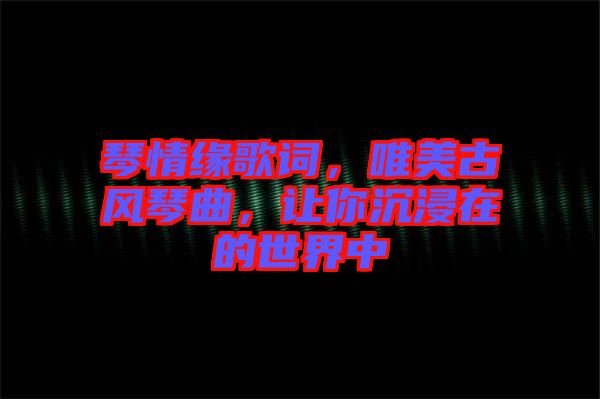 琴情緣歌詞，唯美古風(fēng)琴曲，讓你沉浸在的世界中