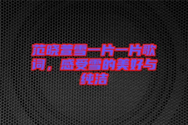 范曉萱雪一片一片歌詞，感受雪的美好與純潔