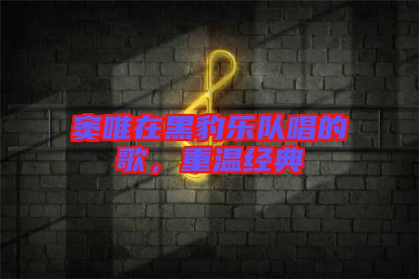 竇唯在黑豹樂(lè)隊(duì)唱的歌，重溫經(jīng)典