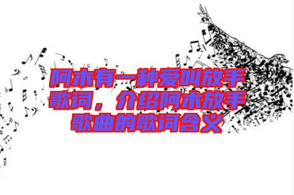 阿木有一種愛叫放手歌詞，介紹阿木放手歌曲的歌詞含義