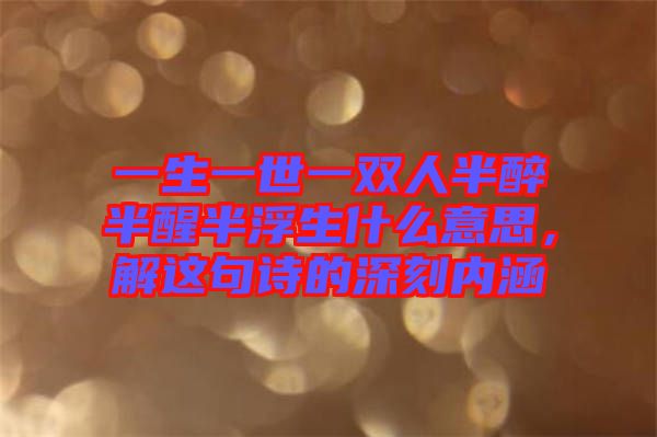 一生一世一雙人半醉半醒半浮生什么意思，解這句詩的深刻內涵