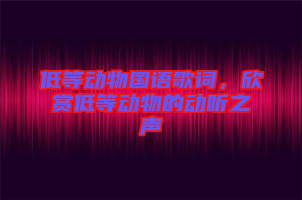 低等動物國語歌詞，欣賞低等動物的動聽之聲