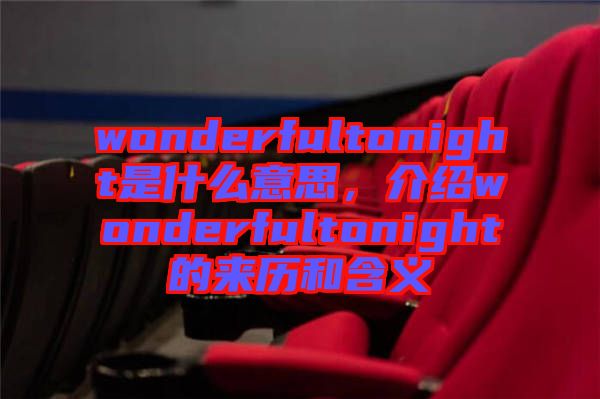 wonderfultonight是什么意思，介紹wonderfultonight的來歷和含義