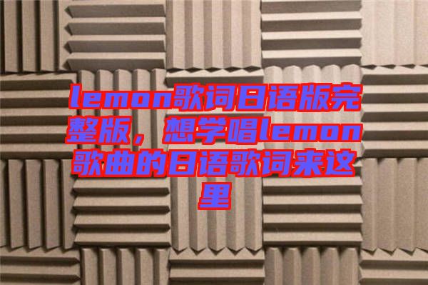 lemon歌詞日語版完整版，想學(xué)唱lemon歌曲的日語歌詞來這里