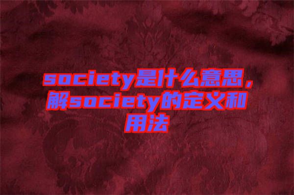 society是什么意思，解society的定義和用法