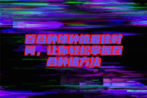 百合種球種植最佳時(shí)間，讓你輕松掌握百合種植方法
