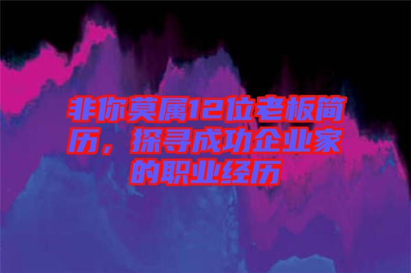 非你莫屬12位老板簡歷，探尋成功企業(yè)家的職業(yè)經(jīng)歷