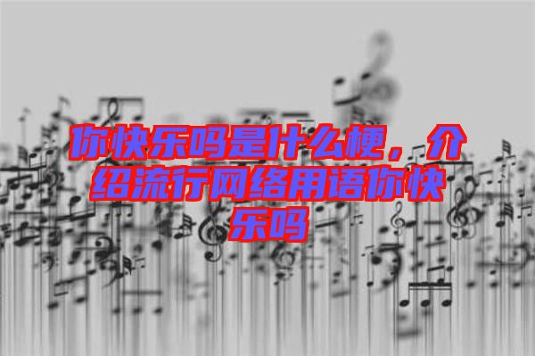 你快樂嗎是什么梗，介紹流行網(wǎng)絡用語你快樂嗎