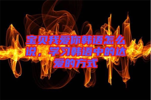 寶貝我愛你韓語怎么說，學(xué)習(xí)韓語中的達愛的方式