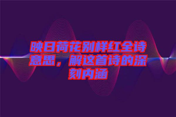 映日荷花別樣紅全詩(shī)意思，解這首詩(shī)的深刻內(nèi)涵