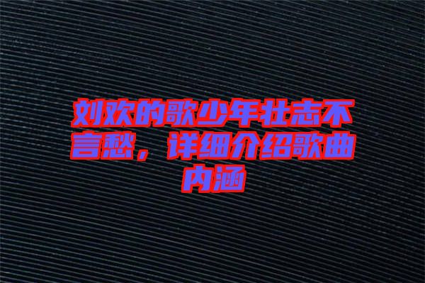 劉歡的歌少年壯志不言愁，詳細(xì)介紹歌曲內(nèi)涵