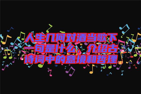 人生幾何對酒當(dāng)歌下一句是什么，介紹古詩詞中的意境和哲理