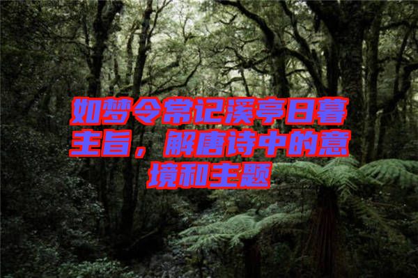 如夢(mèng)令常記溪亭日暮主旨，解唐詩中的意境和主題