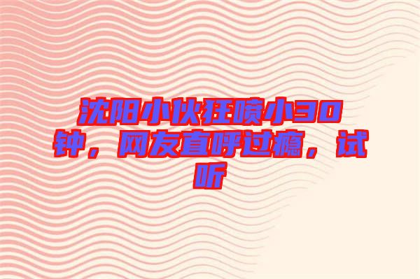 沈陽小伙狂噴小30鐘，網(wǎng)友直呼過癮，試聽
