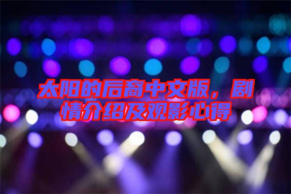 太陽(yáng)的后裔中文版，劇情介紹及觀影心得
