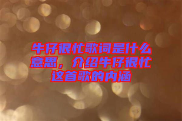 牛仔很忙歌詞是什么意思，介紹牛仔很忙這首歌的內涵